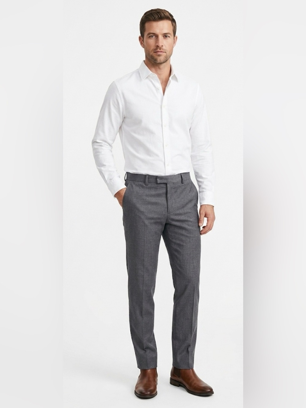 Express Men’s Producer Wool-Blend Dress Pants | Charcoal | 32x30